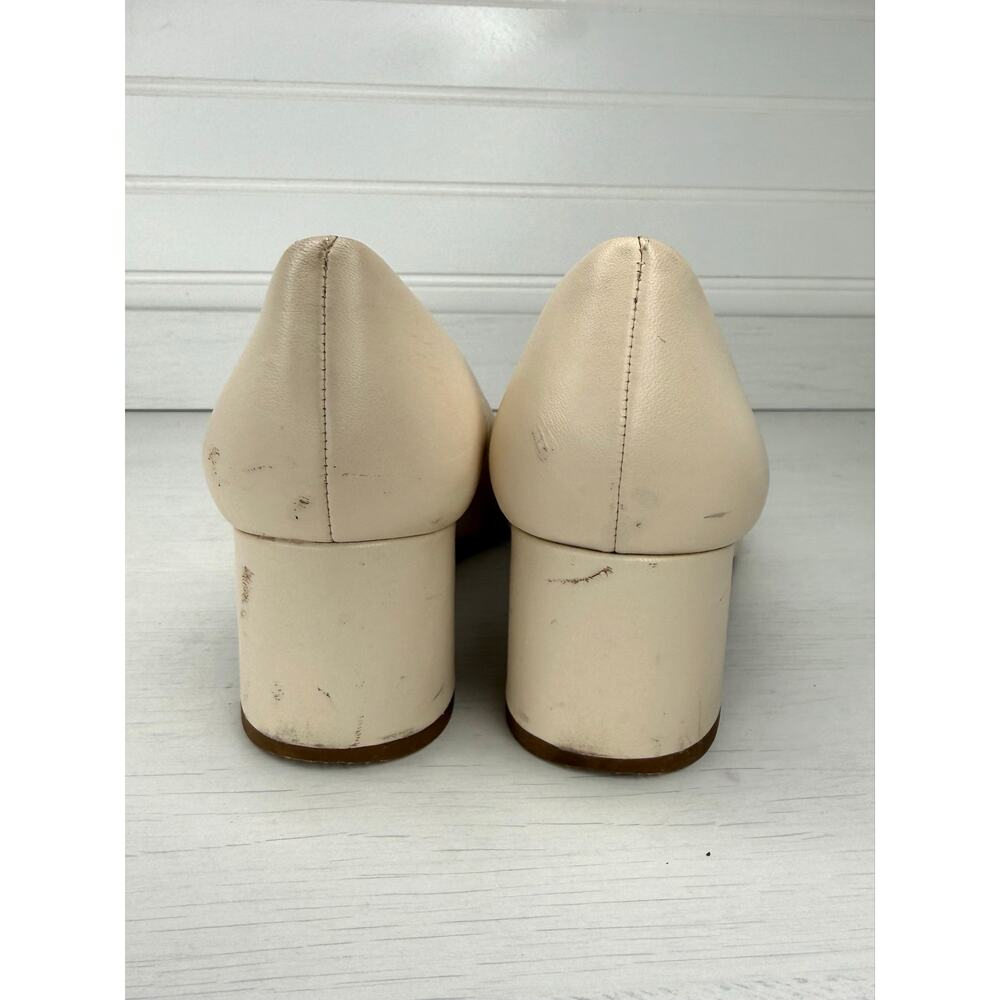 Tory Burch Chelsea Cap Toe Block Heel Pumps Ivory Black Leather Women’s 6.5 - Picture 4 of 6